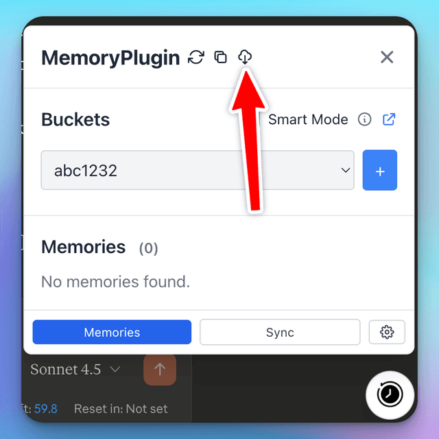 MemoryPlugin export button in chat interface